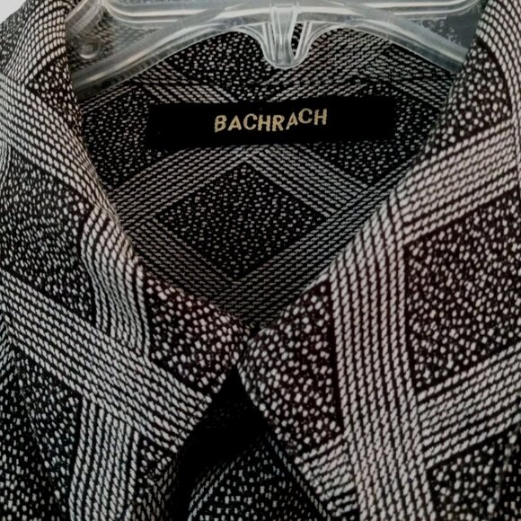 Bachrach Men's Black Geometric Print Long Sleeve Button Up Shirt XL - Picture 3 of 6